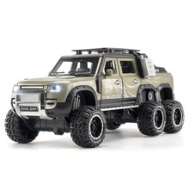Toy Car 1/24 Land Rover Defender Six Wheels Off Road Pickup Car Model,Pull Back Diecast Truck Collectible Truck with Sounds  Lights for Kids Adults