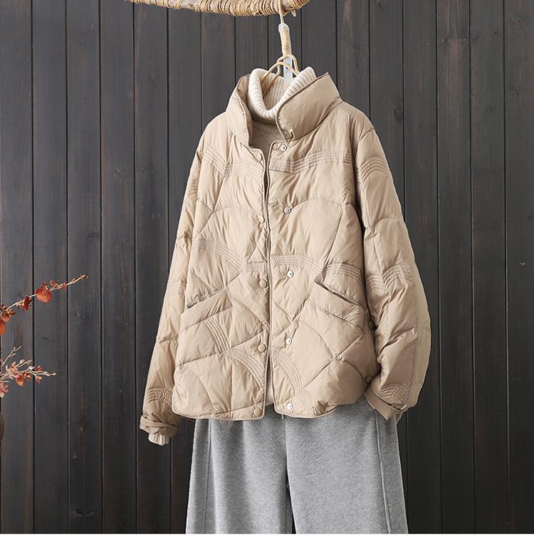Women's 2023 Retro Winter Lightweight White Duck Down Jacket - Short, Slim Fit, Fashionable Design