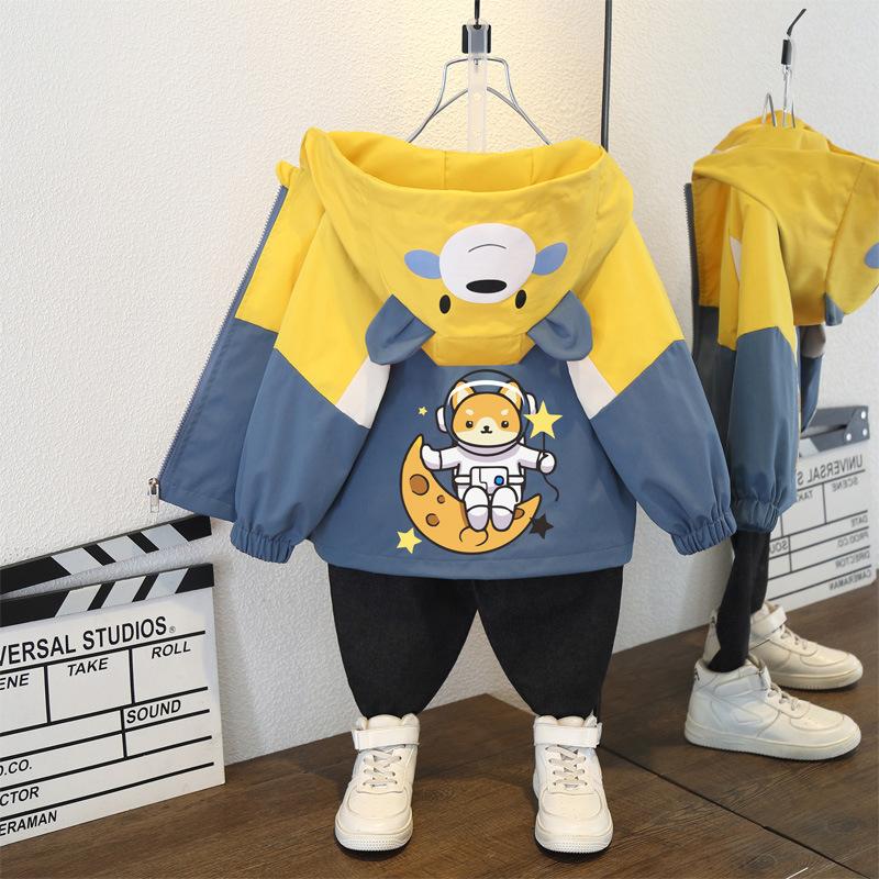 Loose Casual Hooded Rushing Coat Boys and Girls Jacket Spring Ball Thin Section of The Middle and Large Children Jacket Children's Outside