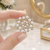 Sweater Brooch Pin Faux Pearl Rhinestone Flower Brooch, Retro Lapel for Wedding Party Bridal Shower, Women Girls Clothing Jewelry Accessories