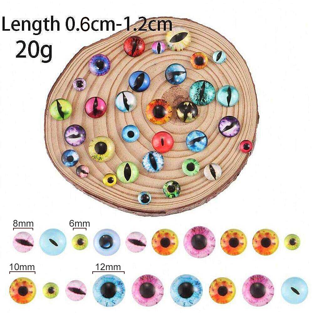 30/60Pcs 6-16mm Animal Glass Eyes Round Eyes Half Round Dragon Eyes 5 Sizes Mini Animal Eyes Cabochons for Art Doll Props Making