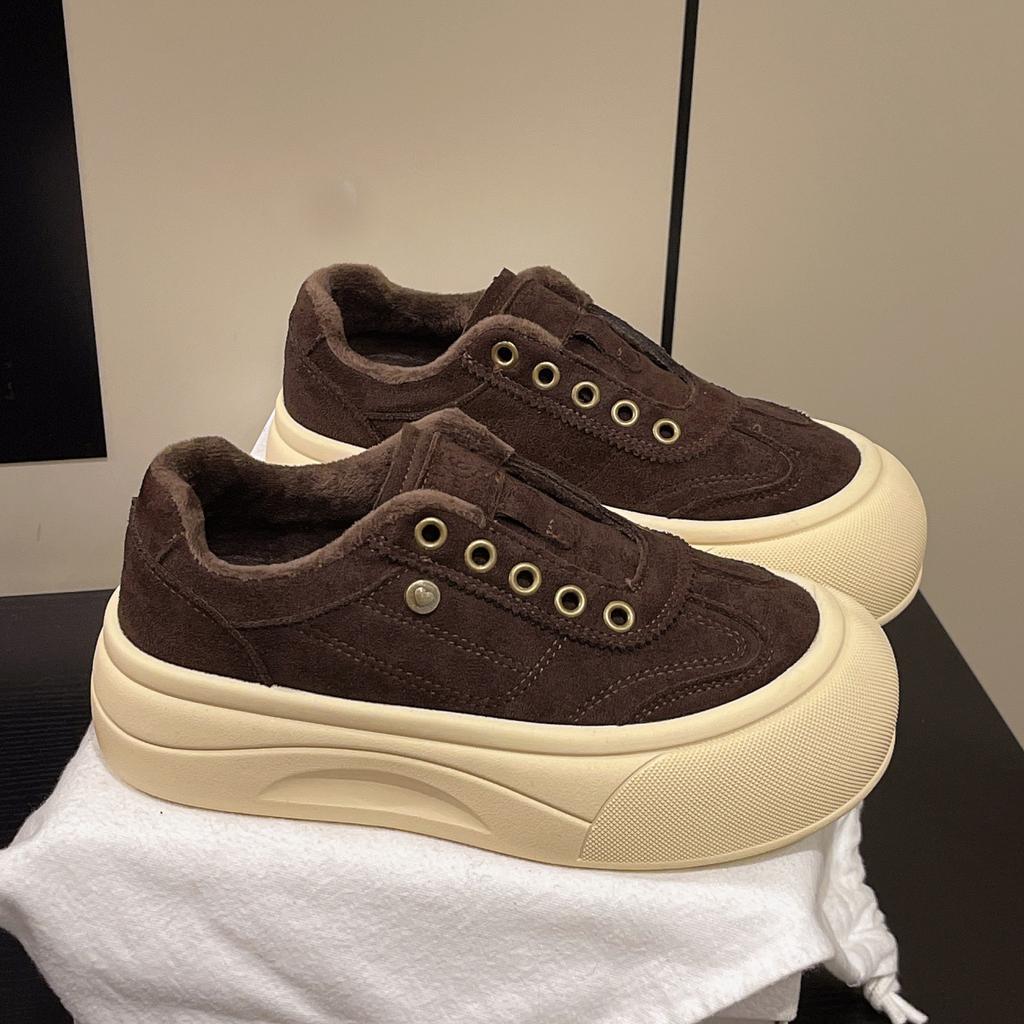 [Fanfna] Muffin thick-soled round head board shoes women's 2025 autumn new soft-soled comfortable lace-up casual sports shoes