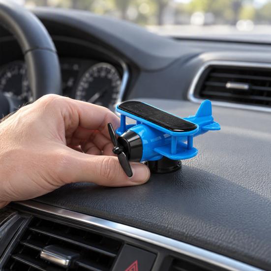 Vehicle Dashboard Decorations Solar Energy Rotating Plane, Creative Car Ornament Air Freshener Holder with Light Sensor, Unique Automotive Interior