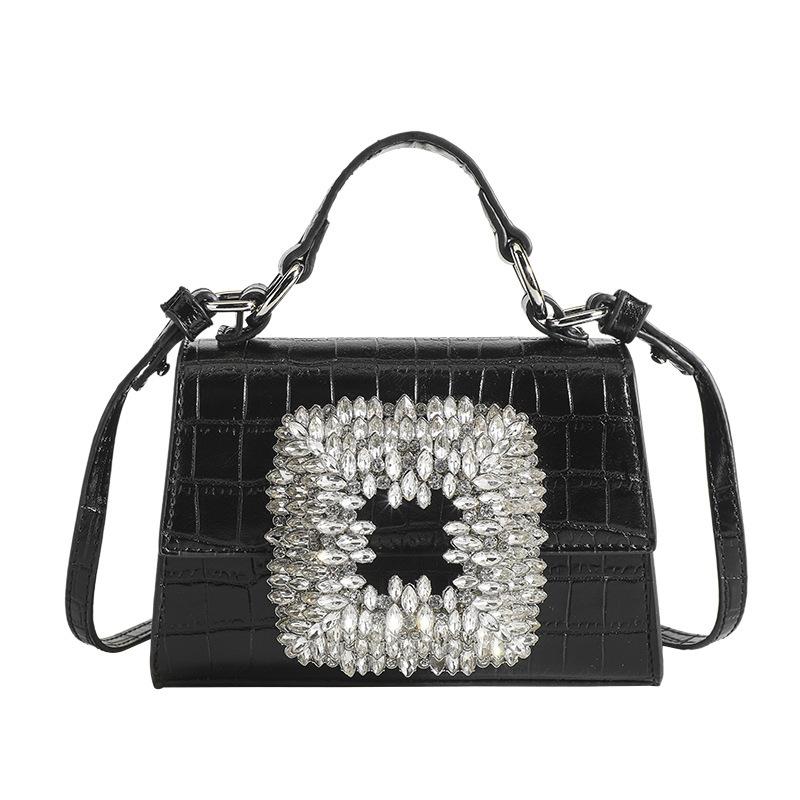 Early Spring New Women's Bag Crocodile Pattern Kelly Handheld Crossbody Bag Water Diamond Shining Luxury Single Shoulder Bag for Women