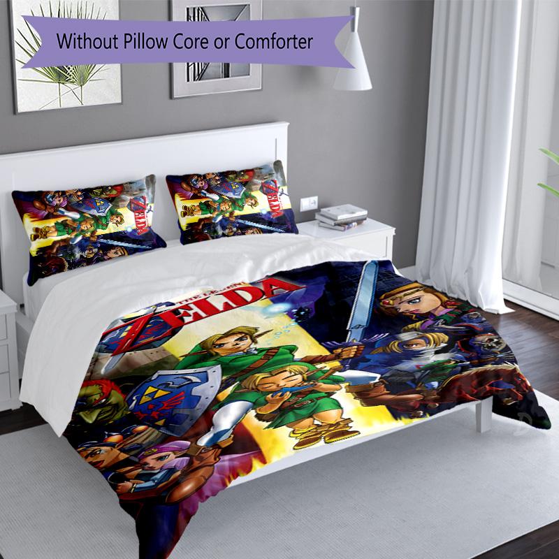 3pcs Cartoon Z-Zeldas pattern bedding set duvet cover set includes duvet cover &pillowcases, perfect all season bedroom decoration & gift