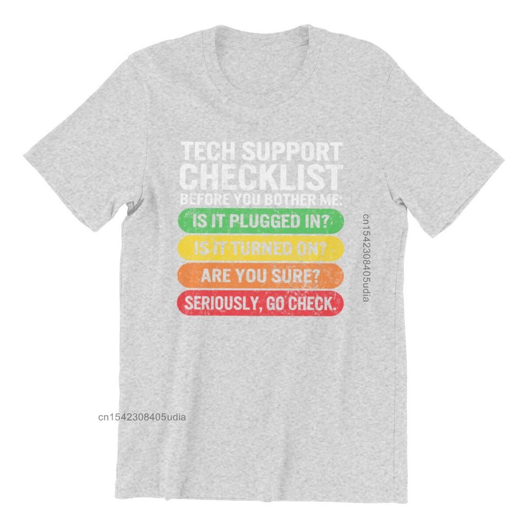 Funny Sysadmin Shirt Tech Support Checklist Unisex Vintage Sport Tshirt Punk Anime Family Tops Tees Oversized 3d Print Cotton