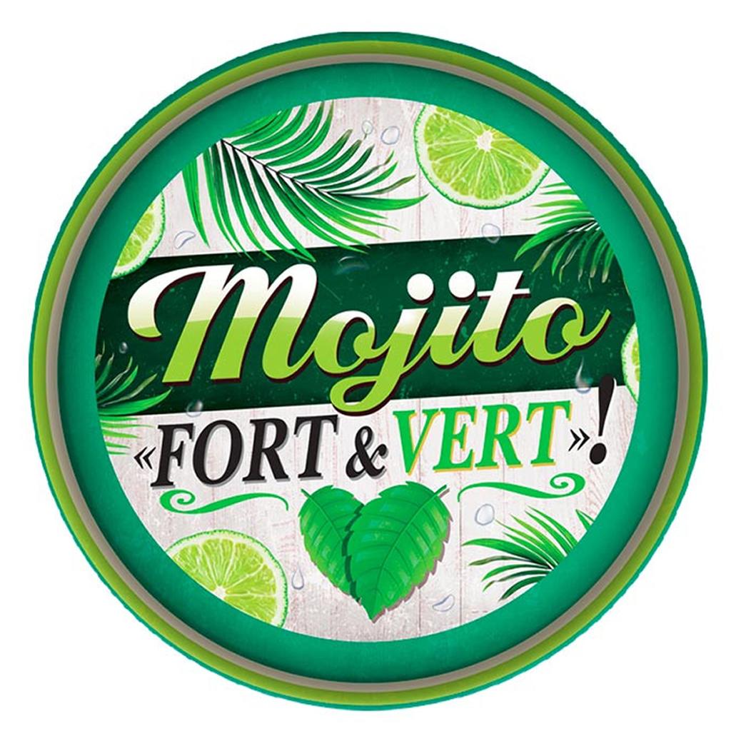 Les Trésors De Lily [A1864] - Round Metal Tray 'Messages' (Strong and Green Mojito) - 33 Cm