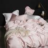 Lofuka Women Pink 100% Silk Bedding Set 6A Grade Silky Duvet Cover Set Queen King Flat Sheet Pillowcase Bed Linen Set 4PCS