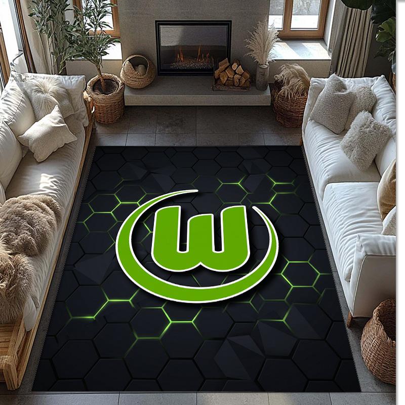 VfL Wolfsburg FC Soccer Football Pattern Soft Area Rug Non Slip Indoor Floor Carpet Sports Decor Mat for Bedroom