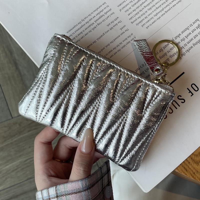 Embroidered Cowhide Leather Coin Purse & Card Holder with Zipper – Women's Key & Lipstick Storage Handbag.