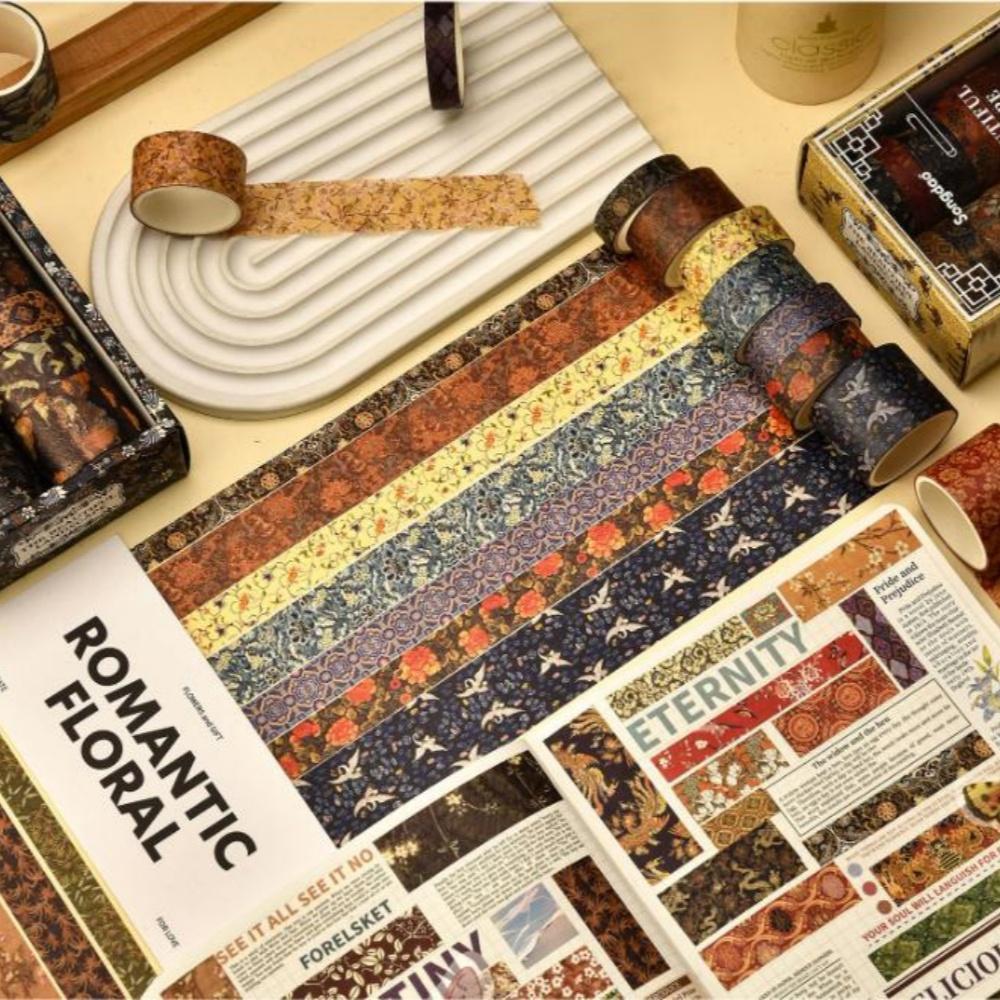 12 Rolls Vintage Landscape Washi Tape Box Set Journaling Decorative Paper Tape DIY Crafts Scenery Stationery Scrapbooking Supply