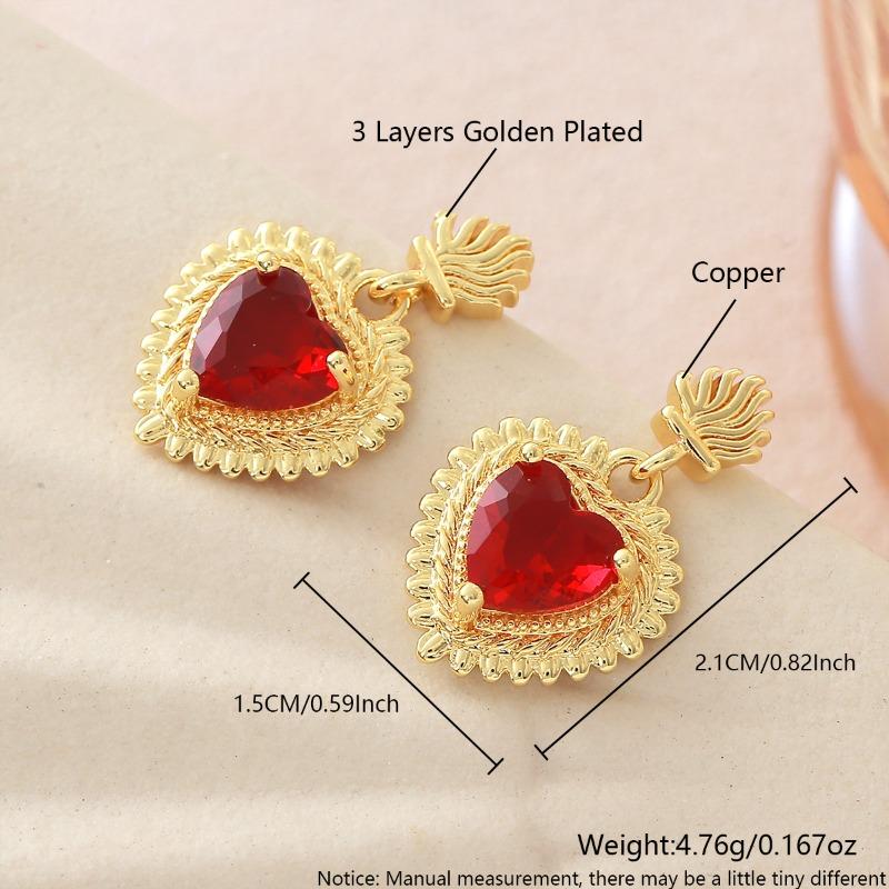 Rare Red Sacred Heart Flame Stud Earrings for Fashionable Heart-shaped Jewelry Pieces EU04-5