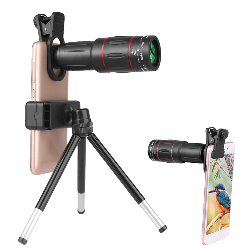 18/36/64X Universal Mobile Phone Camera Lens Clip-On Zoom Phone Camera Telephoto Lens Telescope Lens for Camping Hunting Sports