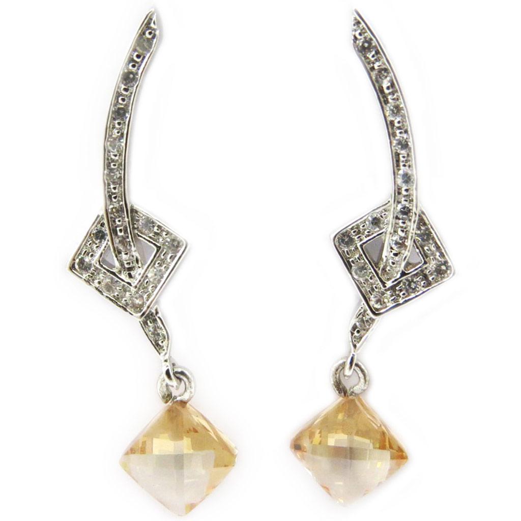 

Les Trésors De Lily [B0426] - Серебряные серьги с цитрином Sissi - 4,5 см