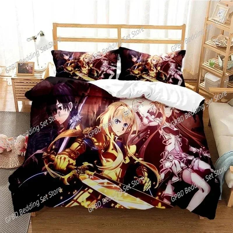 Cartoon Asuna Sword Art Online Bedding Set Single Twin Double Queen King Cal King Size Bed Linen Set