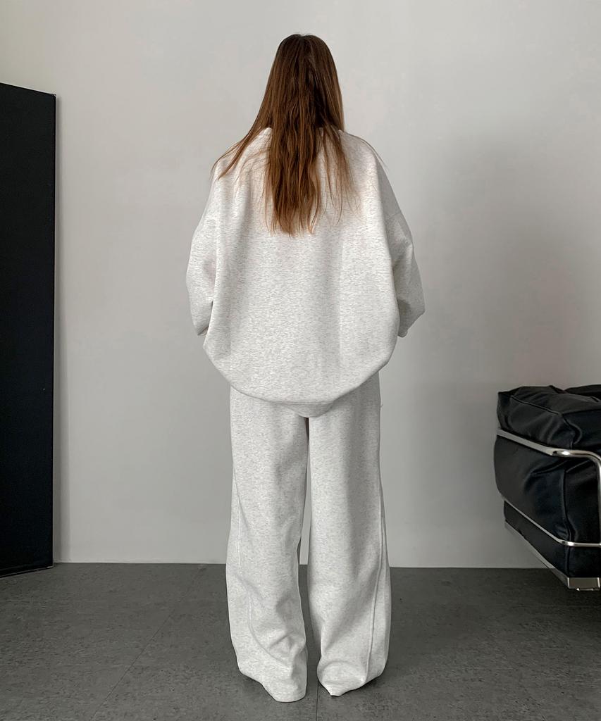 Baseukala [Set] Basic Round T-Shirt + Wide Banding Pants Set-Up (2Colors)