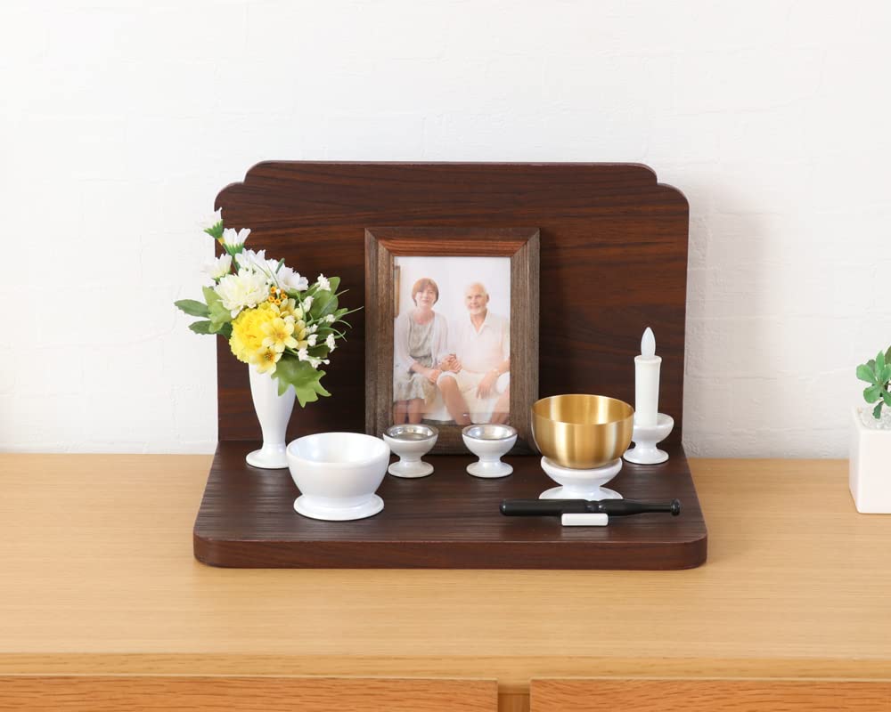 Mini Buddhist Altar, Open Type "Stage ONE" Walnut Color, for Home Memorial Service
