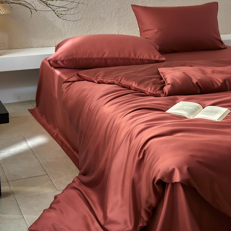 Hochwertiges Bettwäscheset aus 65 % Lyocellfaser und 35 % Baumwolle, Queen-Size-Bettwäscheset mit frischem Naturpflanzenmuster und Bettlaken, Steppdeckenbezug und Kissenbezug