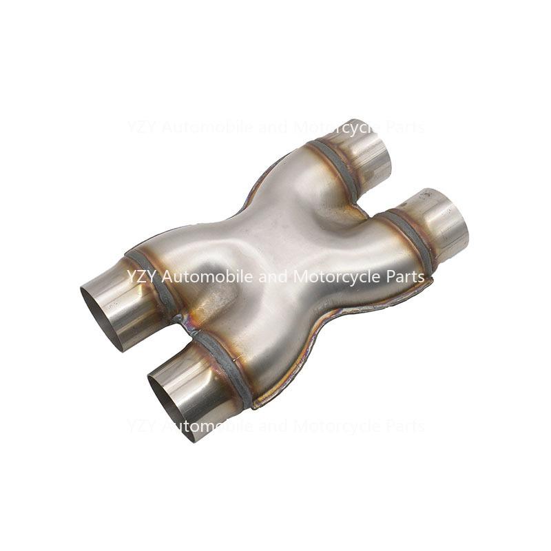 Carro 409 Tubo de escape de aço inoxidável modificado Y-tipo três vias HX Tubo de conexão de quatro vias 51 57 63 76MM