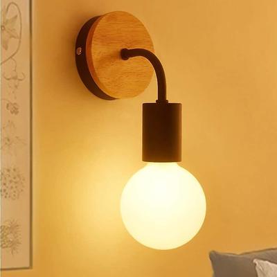 Modern E27 Edison Wall Lamp Contemporary Metal Loft Led Wood Sconce Type Sconceswarm Yellow