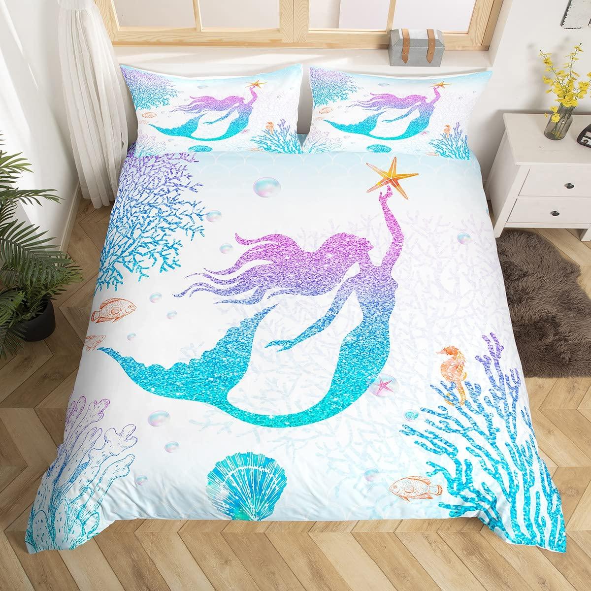 

Fairy Duvet Cover Set for Girls Queen Twin Size Lightweight Down Quilt Covers Bedroom Decor 2 Pillowcases 1 Duvet Cover No Quilt (135x200cm)