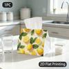 1pc Tissue Box, Fresh Bright Lemon Leaves Pattern, 2D Flat Printing, Keeps Dust Out, Machine Washable, Tissue Pouch, for Home Use