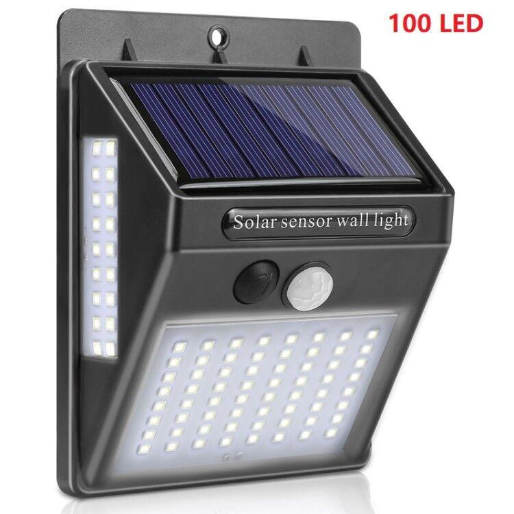 100LEDs 3 Sides Luminous Solar Powered Light Control IP65 Waterproof Motion Sensor Wall Light