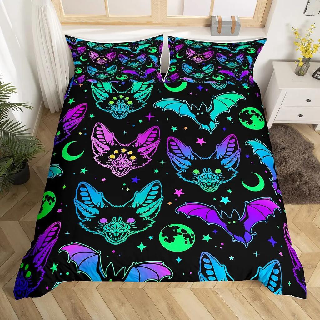 Fledermaus Bettwäsche-Set Gotischer Stil Wildtier Bettbezug für Kinder Jungen Mädchen Teenager Schlafzimmer Dekoration Full Queen King Bettwäsche-Set