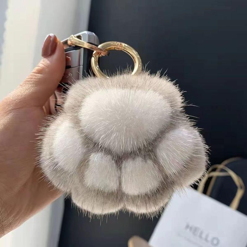 Katzenpfoten-Anhänger Flauschig Kawaii Kunstfell Niedliches Stofftier Plüschtier Rucksack Auto Schlüsselanhänger