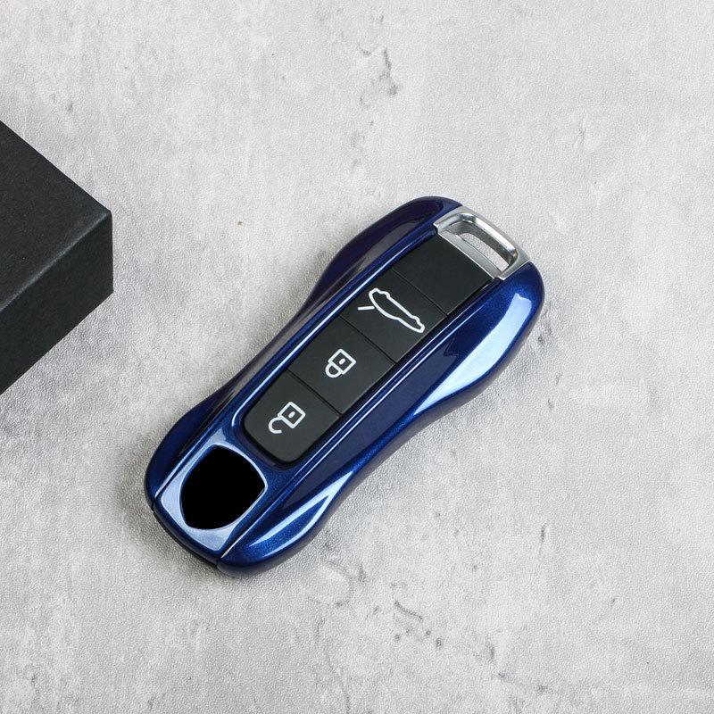 Key Shell for Porsche In Gentian Blue: Fits Cayenne, Macan, 718, Panamera, 911