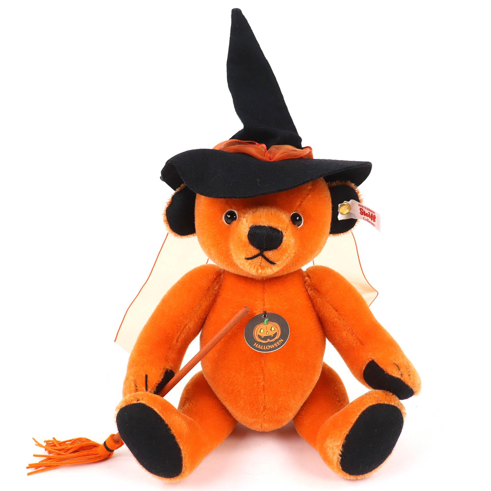 Отличный Хэллоуинский плюшевый мишка Steiff Тыква до 1500 в Японии Оранжевый 678202 Б/У