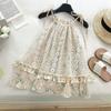 Baby Girls Dress Summer Fashion Korean Girls Sweet Floral Suspenders Skirt Baby's Girl Cute Children's Lace