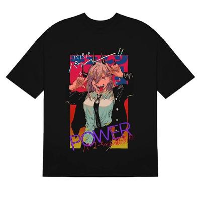 Chainsaw Man Power T-Shirt - 100% Baumwolle Anime Shirt mit Trendigem Drop-Shoulder-Design