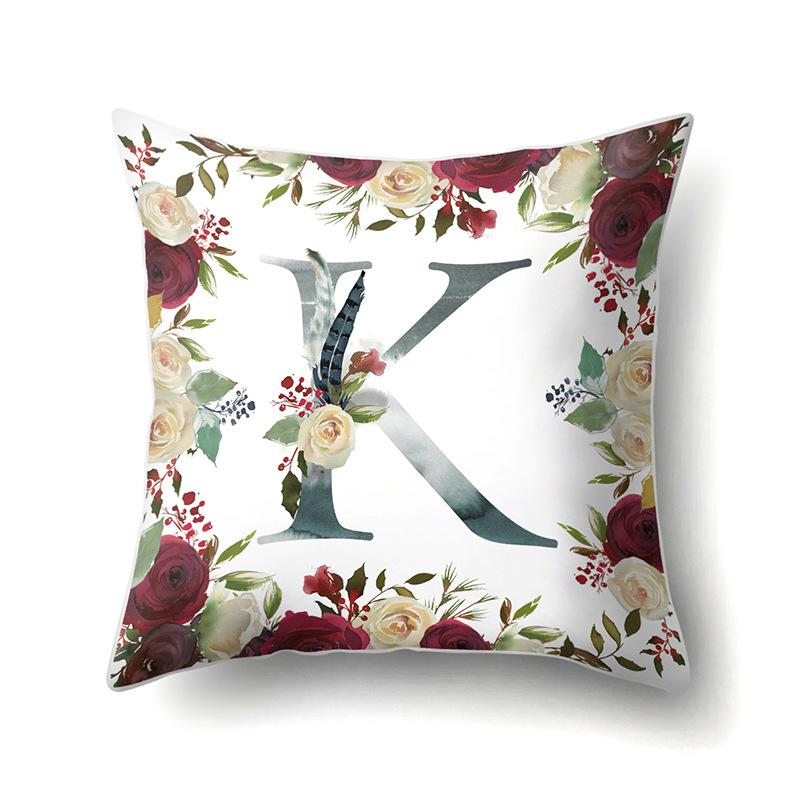 Polyester Pillowcase American Retro Flower Plant 26 English Letter Cushion Cover Car Pillowcase