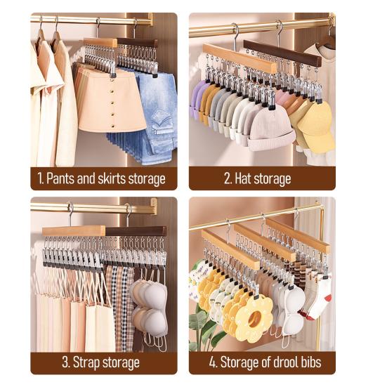 Closet Organizer Leggings Hanger with 10 or 12 Clips Space Saving Pants Hanger No Trace Metal Clips for Yoga Pants Jeans Skirts T-Shirts