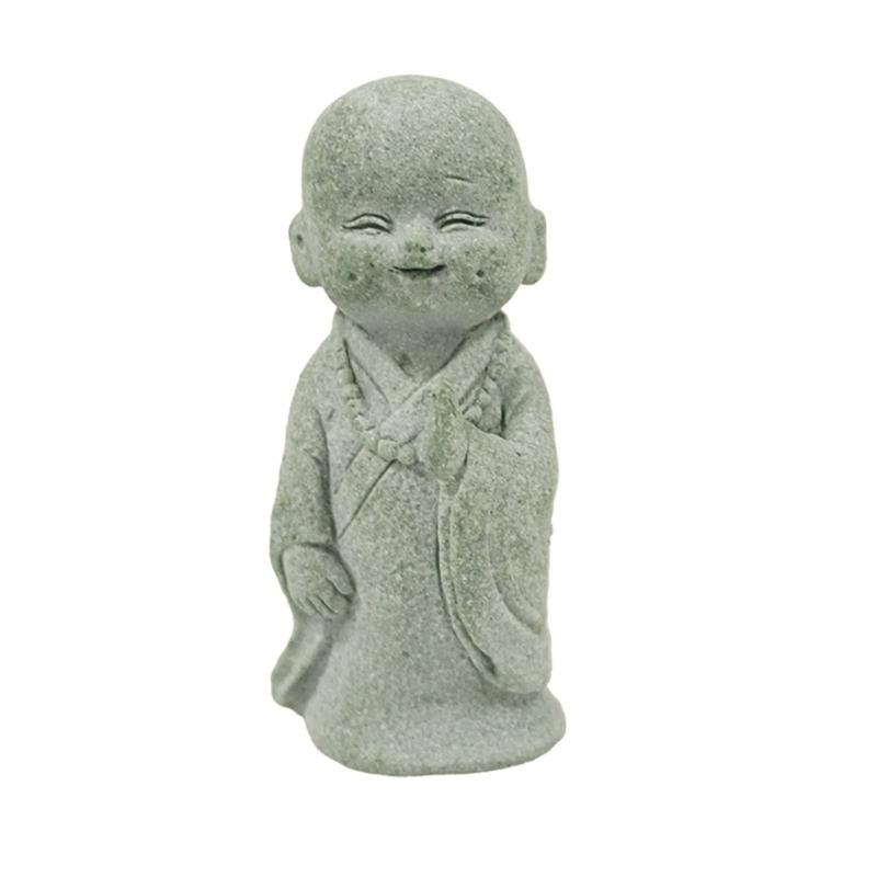 3 Stück Desktop-Ornamente Buddhistischer Miniaturmönch Faux-Sandstein Harze Skulptur Dekoration Aquarien Topfpflanzendekorationen