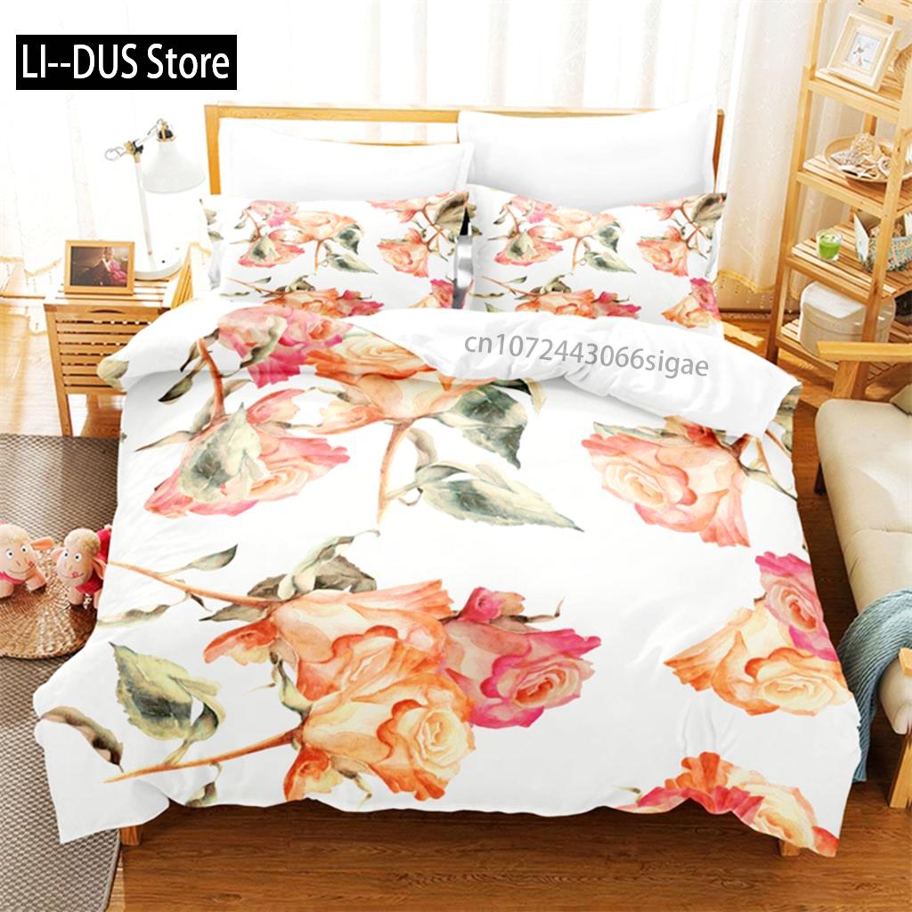 Pink Roses Bedding Set Duvet Cover Sets 3d Bedding Digital Printing Queen Size Bedding Set Fashion Design