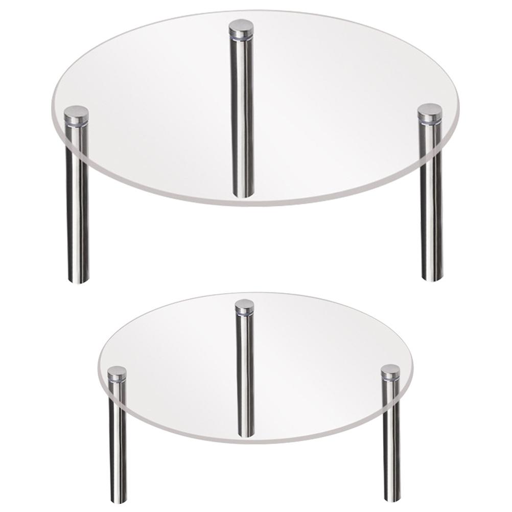 2 Pcs Cake Display Stand Transparent Acrylic Dessert Stand for Party Wedding 15cm 20cm Stable Clear Storage Table Cake Tool