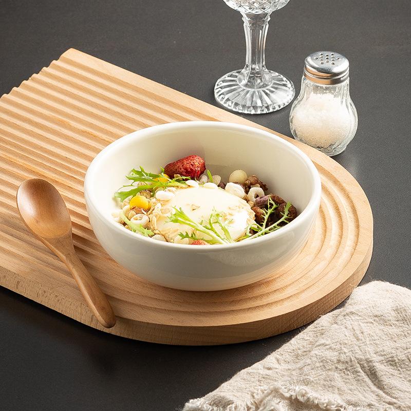 Korean Salad Bowl Ceramic Instant Noodle Bowl Dessert Bowl Household Soup Bowl Simple Rice Bowl Underglaze Color Round Bowl Ins Style