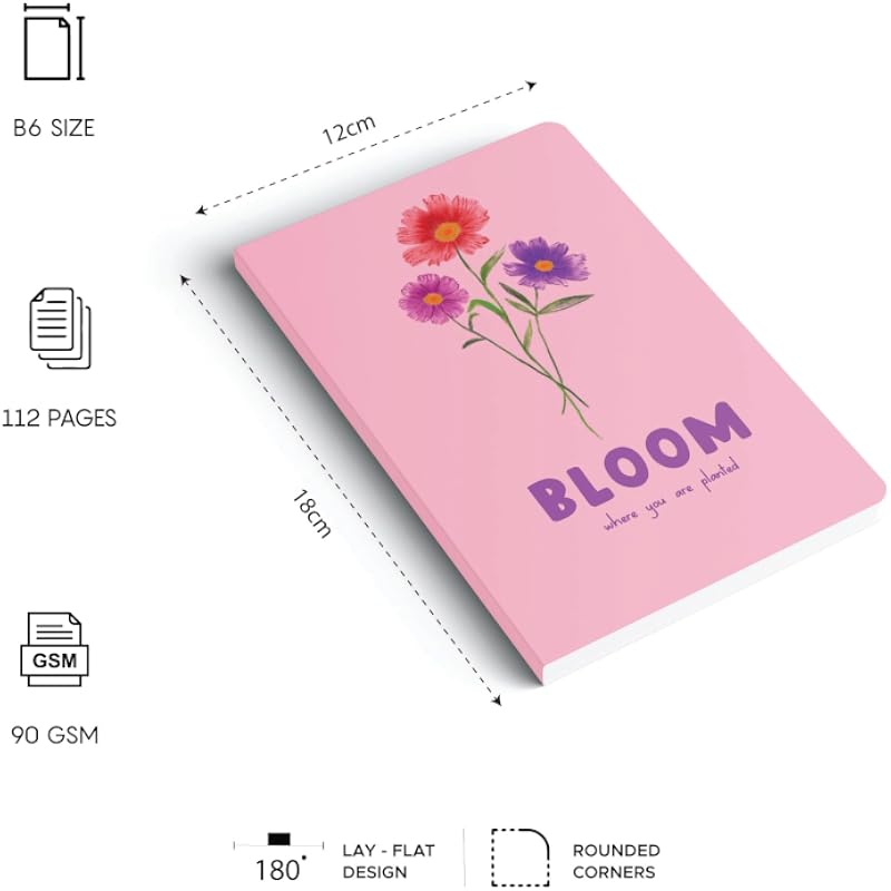 Factor Notes Notebook: 90 Gsm, B6, Ruled, 112 Pages Journal Diary (Bloom Planted)