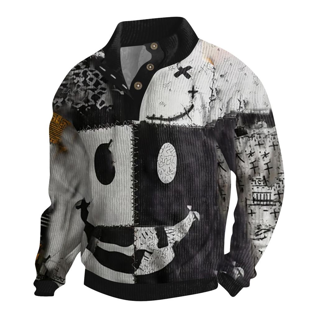 Men's Halloween Printed Corduroy Button Shirt