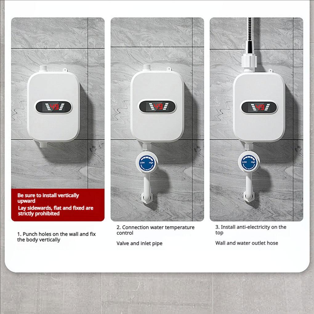 3000W Elektrischer Mini-Durchlauferhitzer Badezimmer Wasserhahn Armatur Sofort-Wassererhitzer Duschkopf-Set für Badezimmer Wasser Dusche
