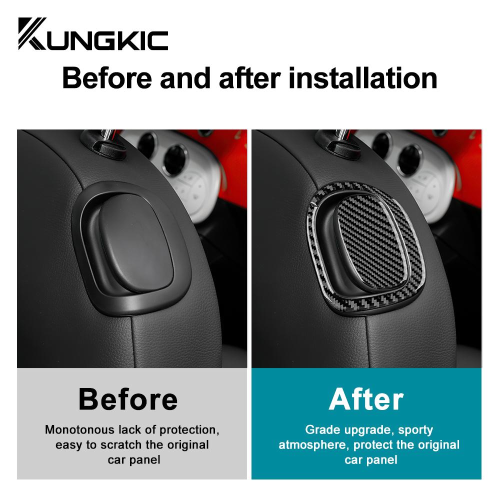 Real Soft Carbon Fiber Sticker For Fiat 500 2008 2009 2010 2011 2012 2013 2014 2015 Car Seat Handle Interior Trim Accessories