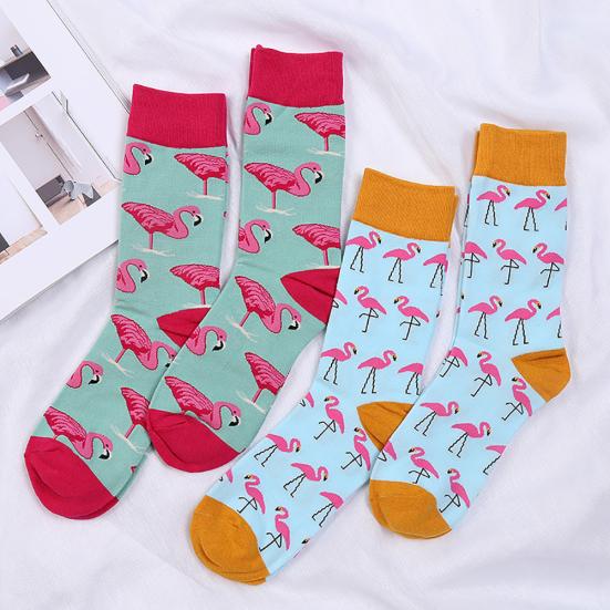 Winter Funny Animal Printed Flamingo Men Sock Elastic Cotton Casual Adult Sock
