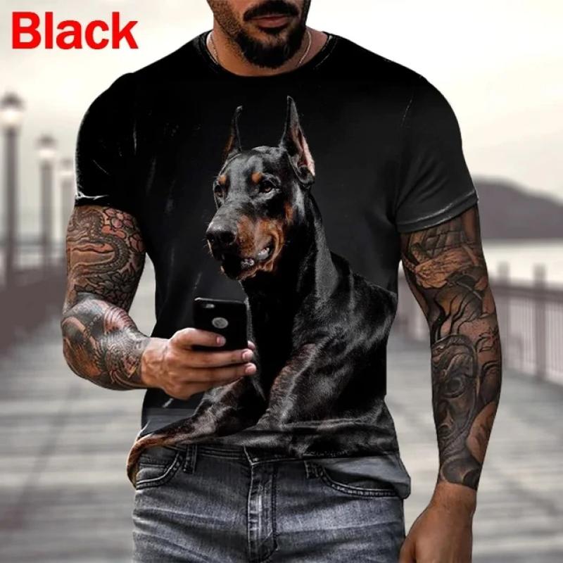 New Fashion Summer Hot Sale 3D Doberman  Men'swomen's T Shirt 3D Printing Short-sleeved Round Neck Animel Dog Tops Tshirt Tees