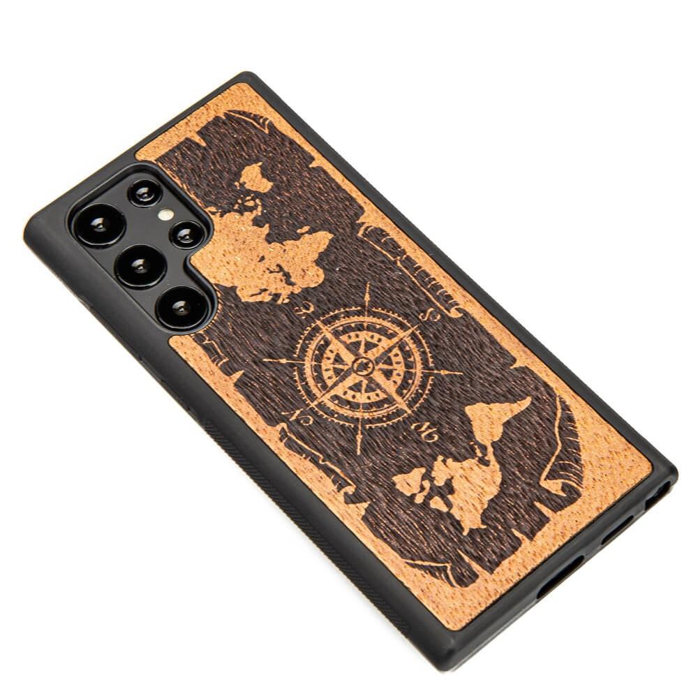 Wooden Case for Samsung Galaxy S22 Ultra - Wind Rose Merbau