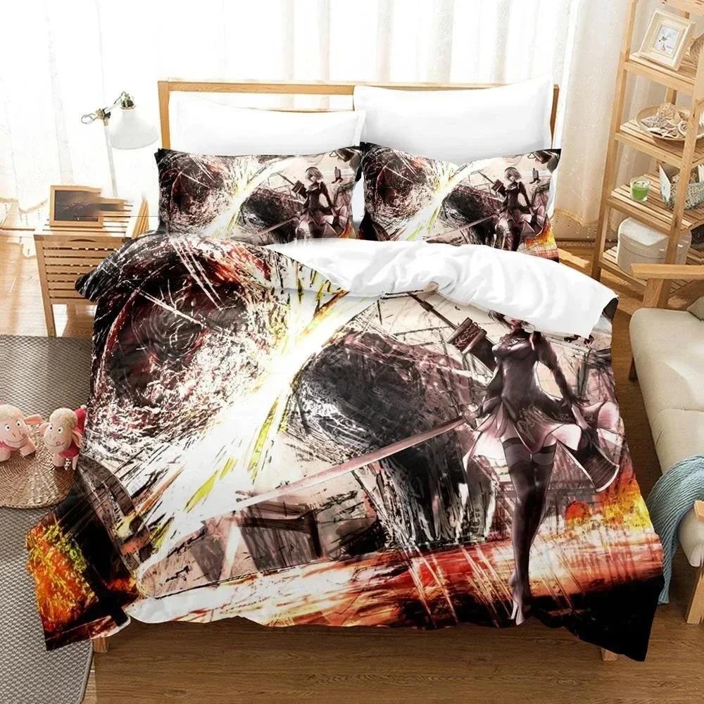 3D Printed NieR Automata Beding Set For Bedrom Soft Modern Bedspreads Comefortable Children Kids Soft Duvet Cover Comfortable Quilt Cover And