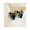 Fashion Gold Color Bowknot Cube Crystal Earrings for Women - Elegant Drop & Dangle Square Bow Earrings