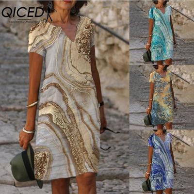 Women's Fashion Summer Spring Short Sleeve V-Neck Casual Dresses