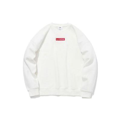 Li Ning Letter Print Crew Neck Pullover Long Sleeve Sweatshirt Men Sweatshirt White YWDT353-1